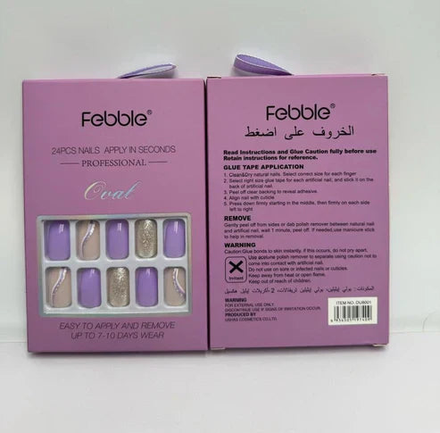 Febble - Lilac Purple Glitter Mix Press-On Nails